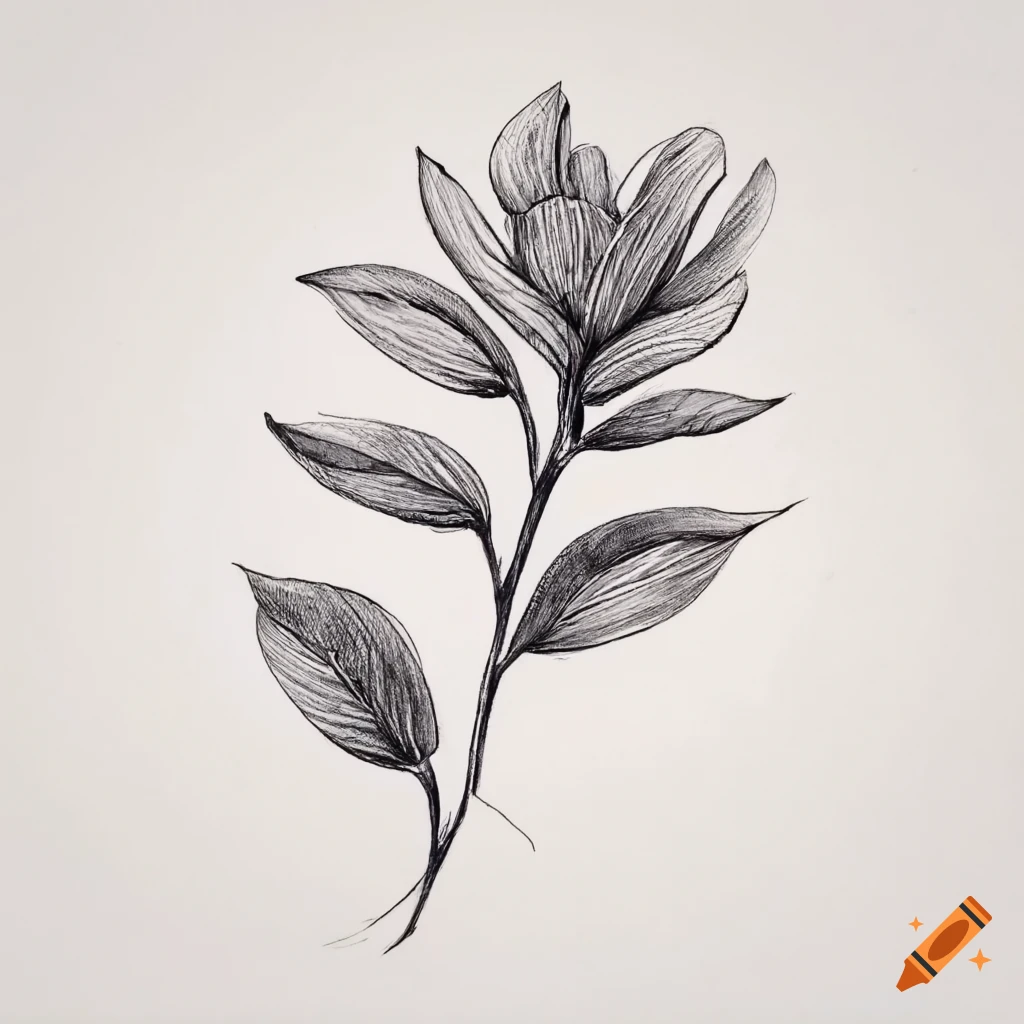 clean botanical drawing with simple lines