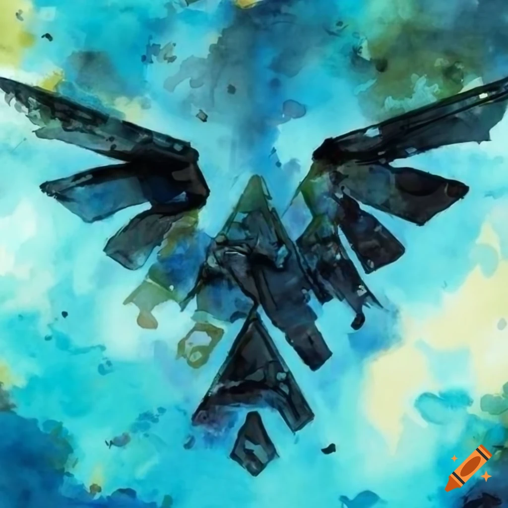 aquarelle design of combined symbols from Halo and Zelda