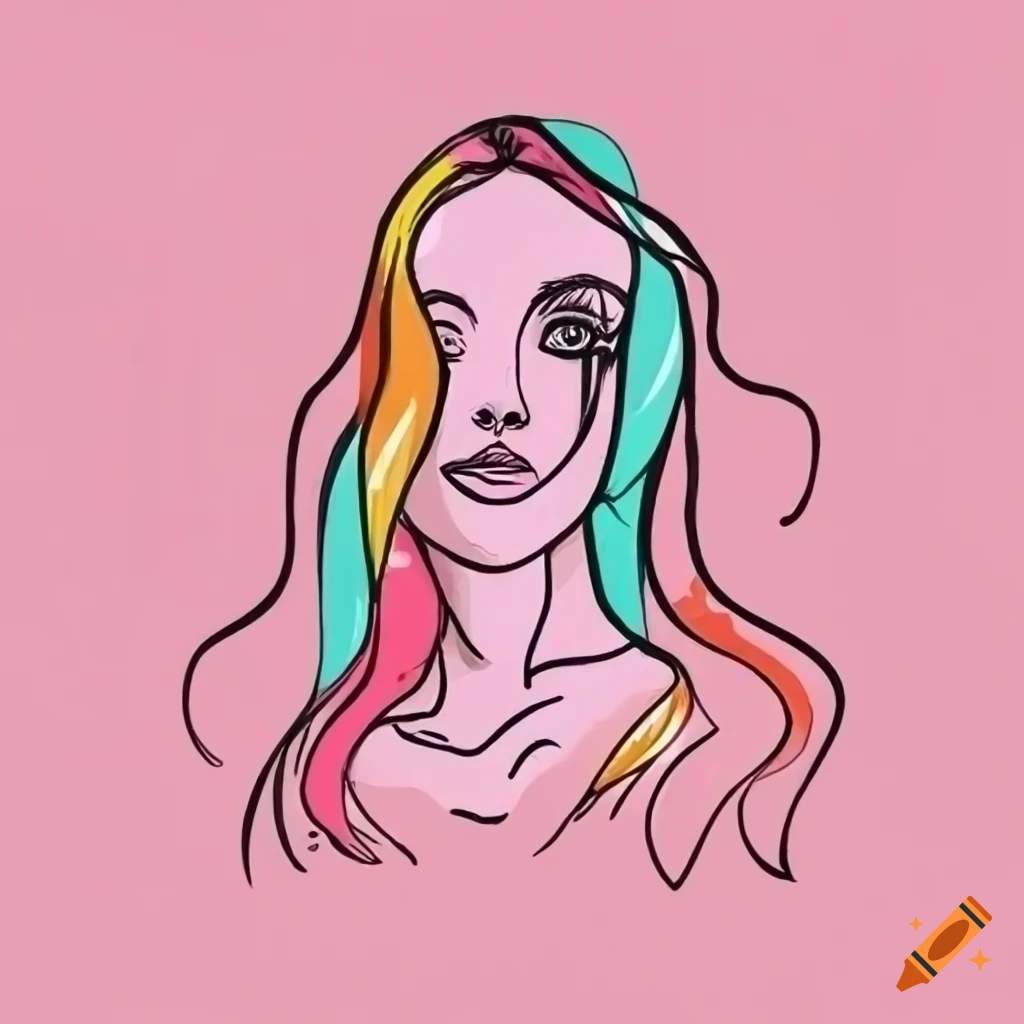 hand-drawn lineart logo of a girl