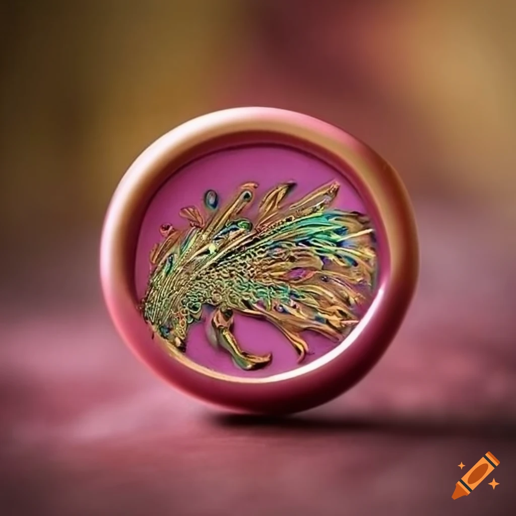 golden and green peacock wax seal