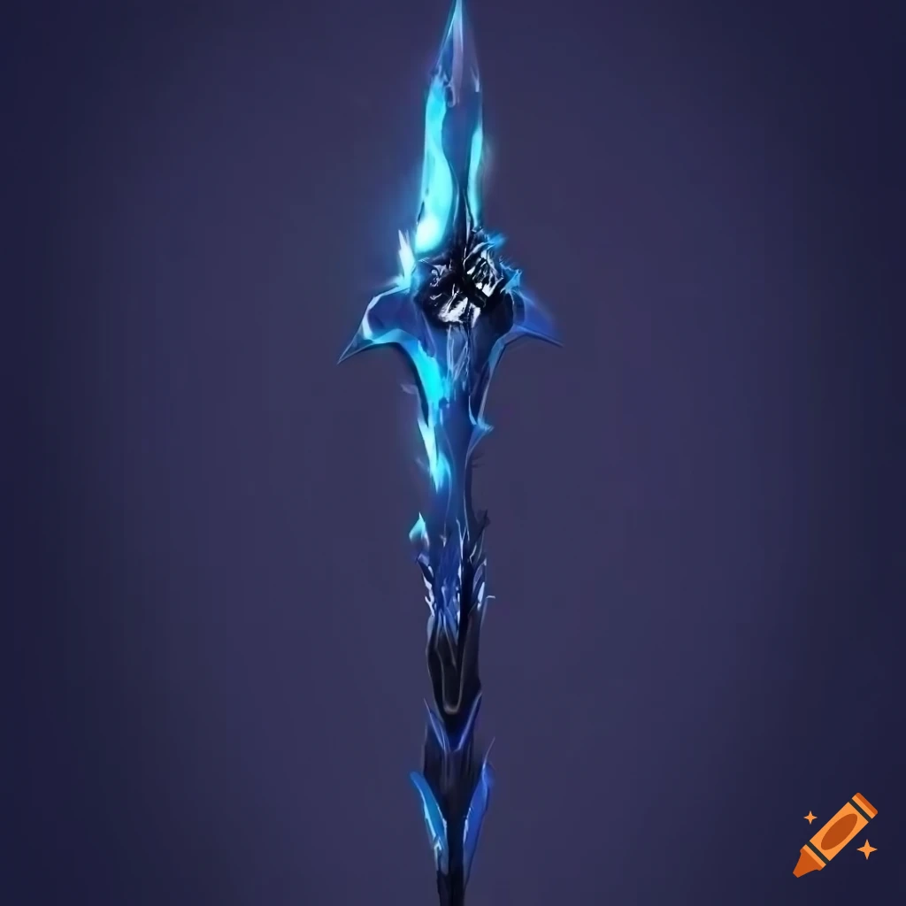Digital artwork of a glowing obsidian spear on Craiyon