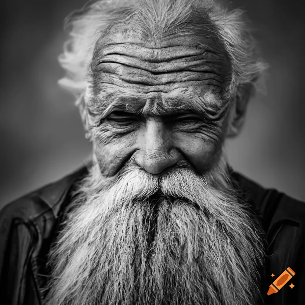 impressive portrait of an elderly man with a beard