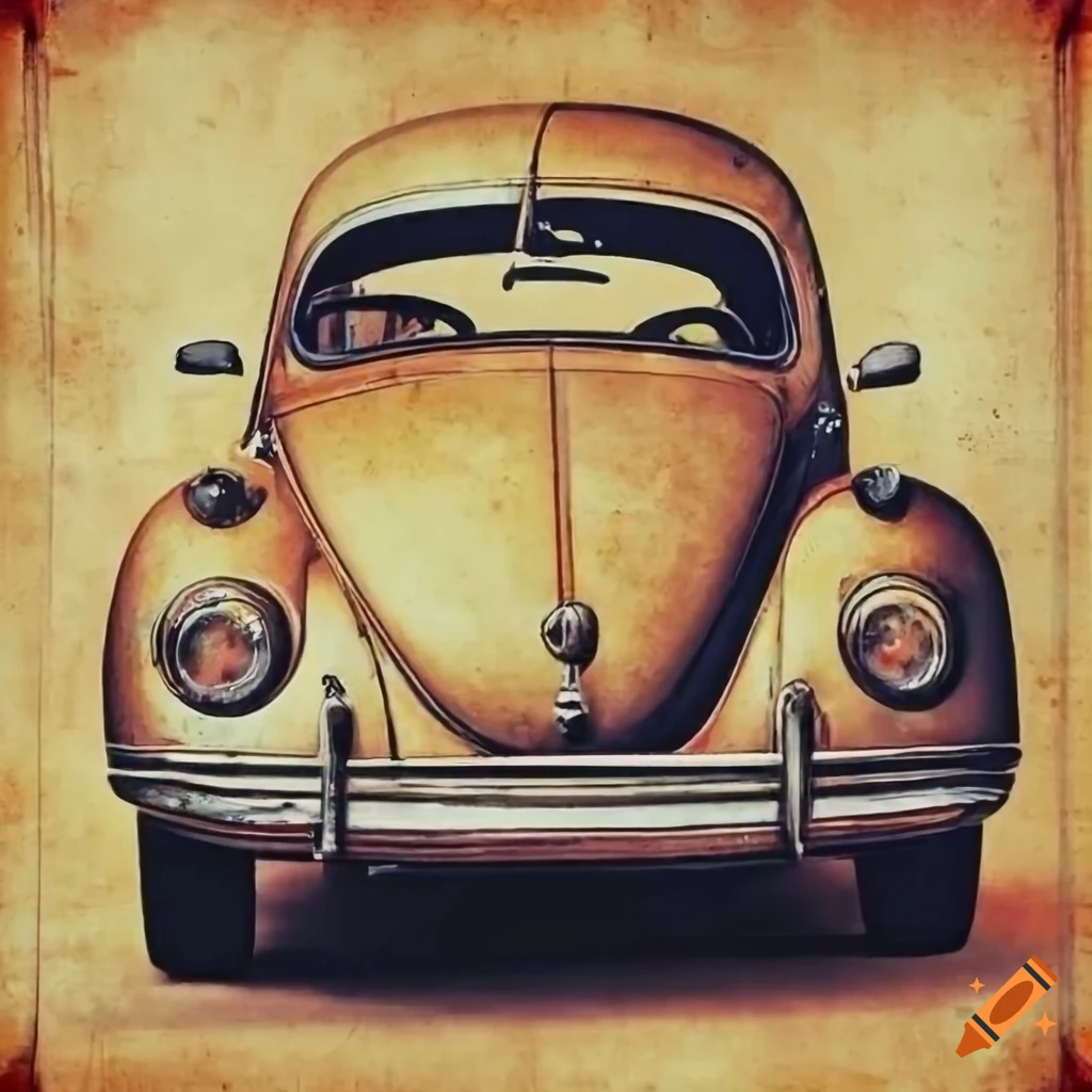 vintage car advertisement poster with old paper texture