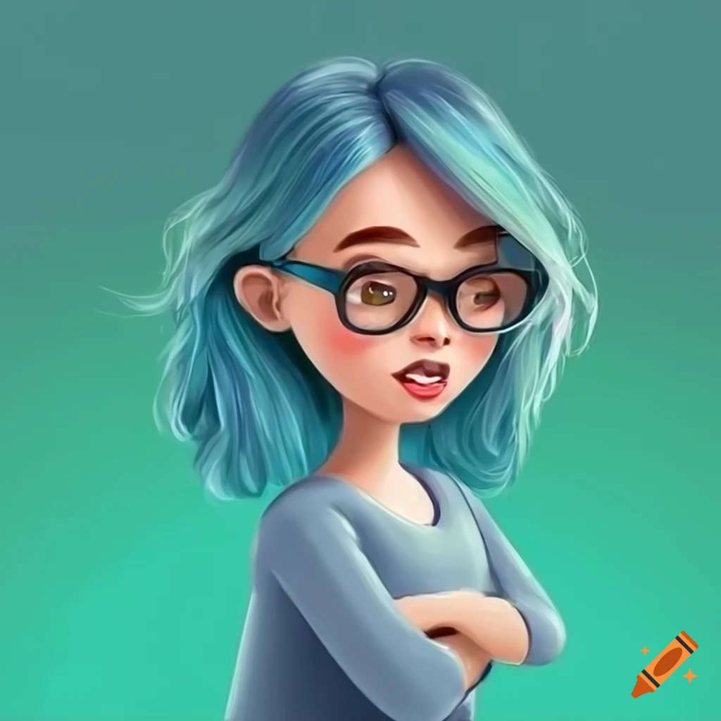 Girl With Glasses Cartoon Character
