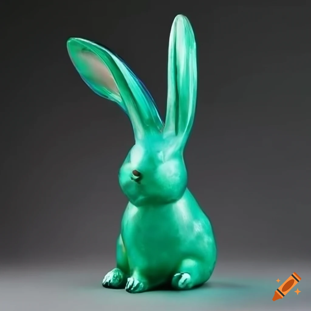 Emerald rabbit sculpture with delicate craftsmanship on Craiyon
