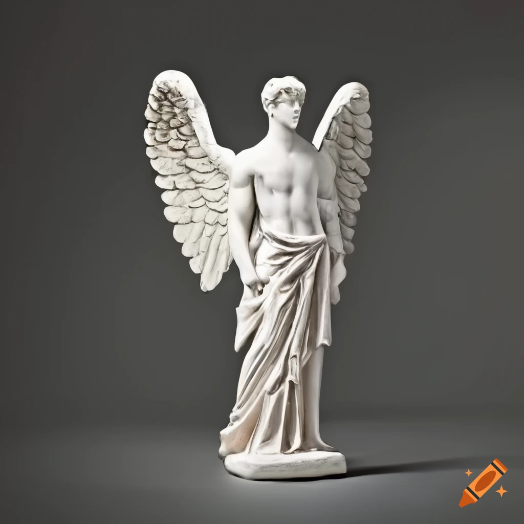 white stone statue of a handsome male angel