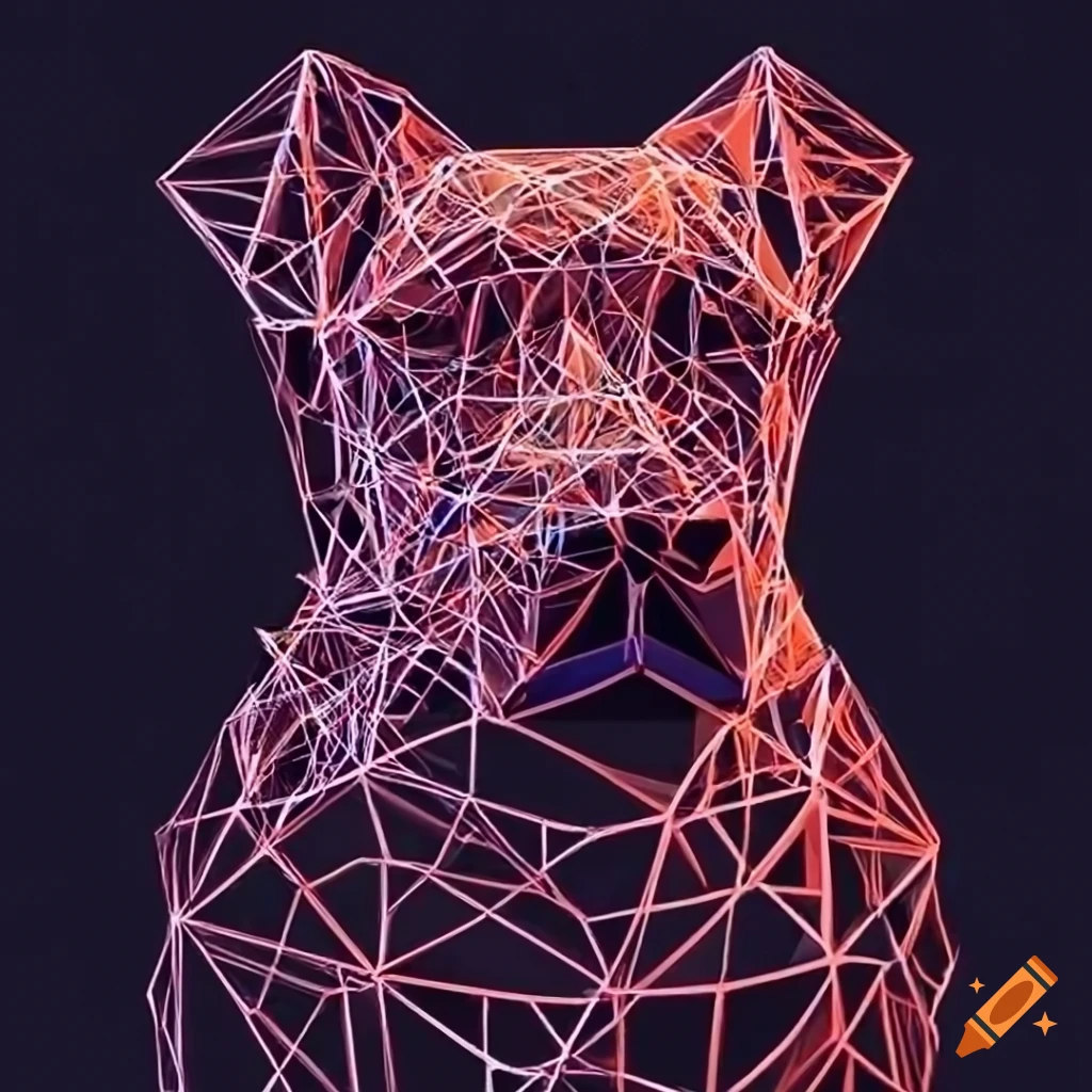 polygonal wireframe art of a dog
