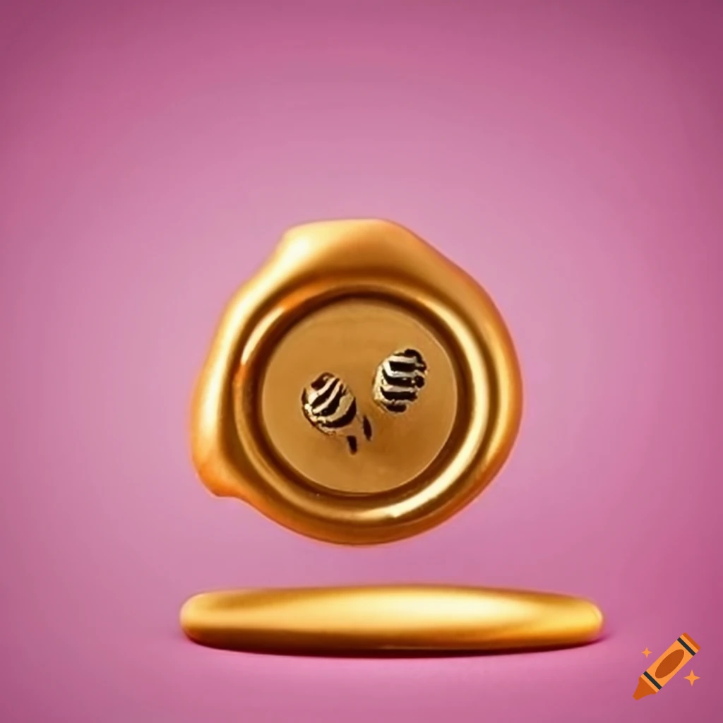 golden wax seal with a cute pink bee