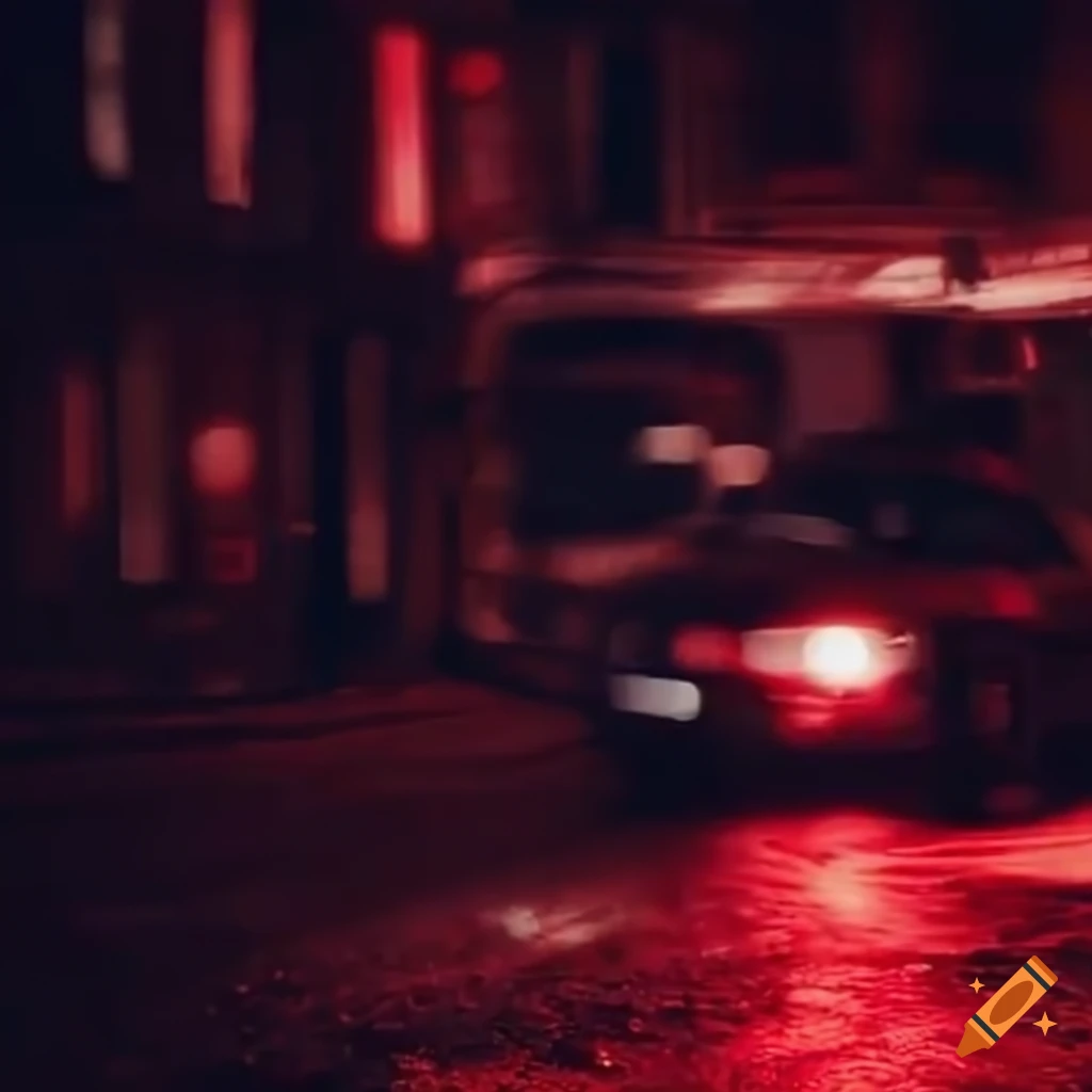 night city scene with speeding car and vibrant lights