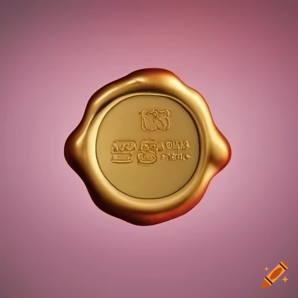 golden wax seal with a symmetrical bee design