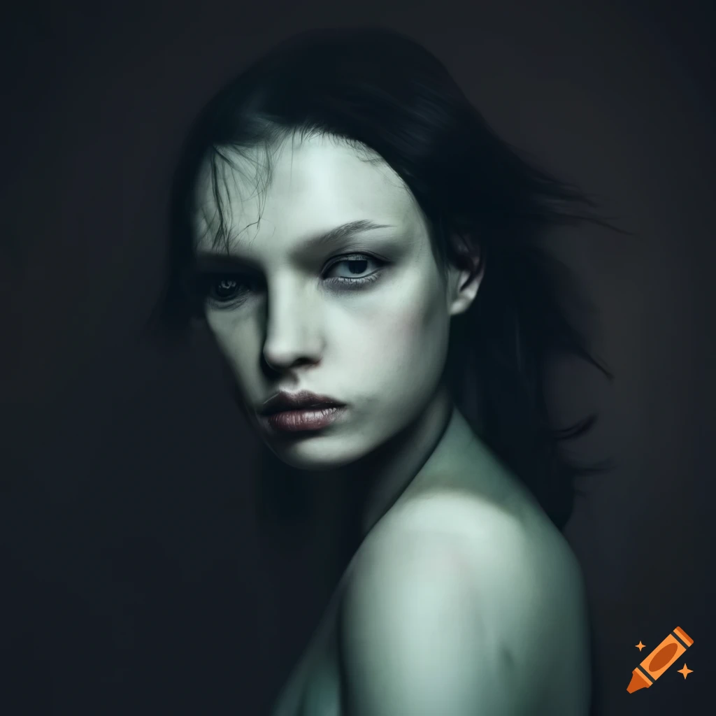 portrait of an androgynous woman with dramatic lighting