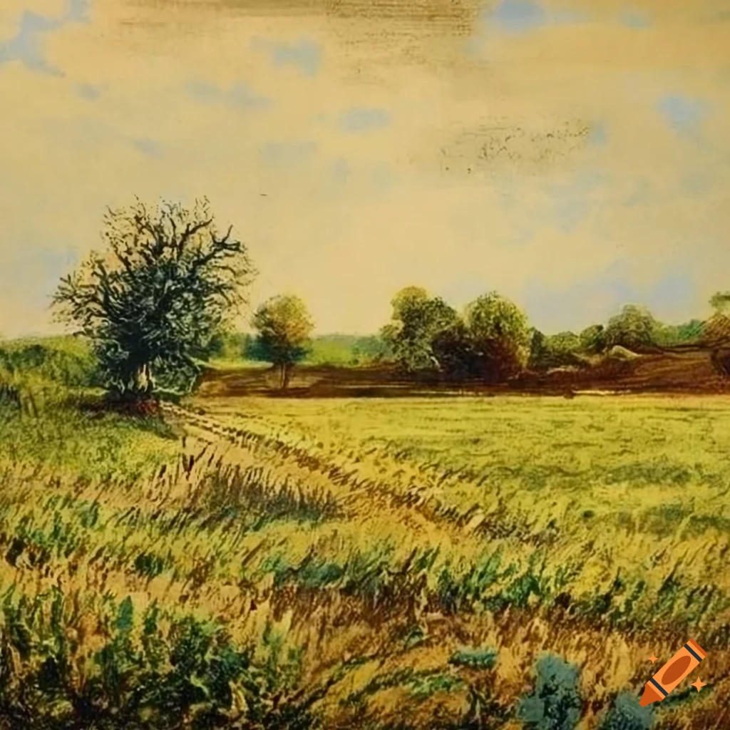 Countryside Drawing Reference Vintage drawing of a peaceful countryside in Holland on Craiyon