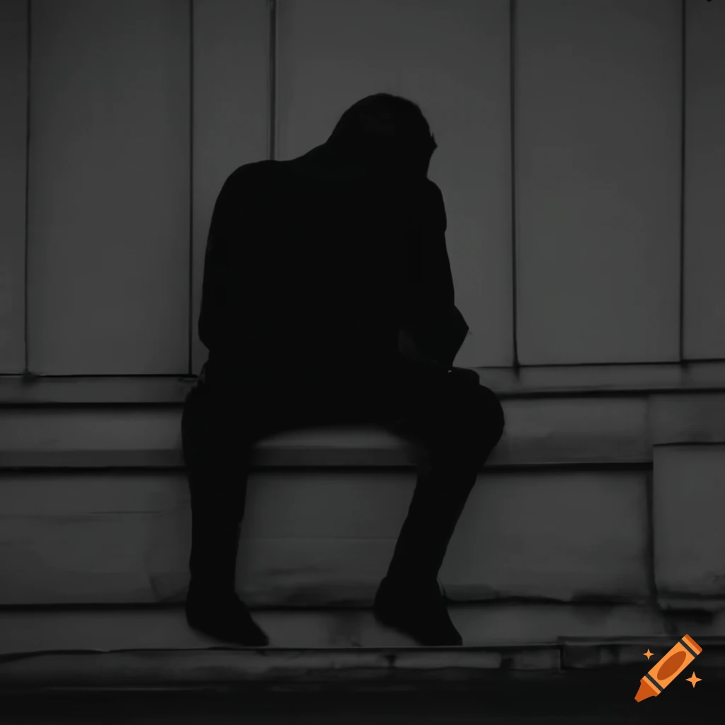 silhouette sitting against a wall