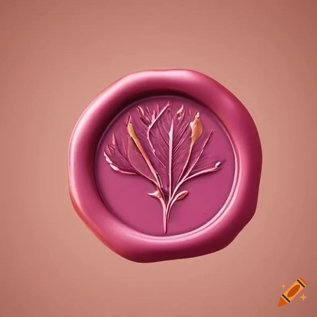 Pink wax seal with gold leaf design
