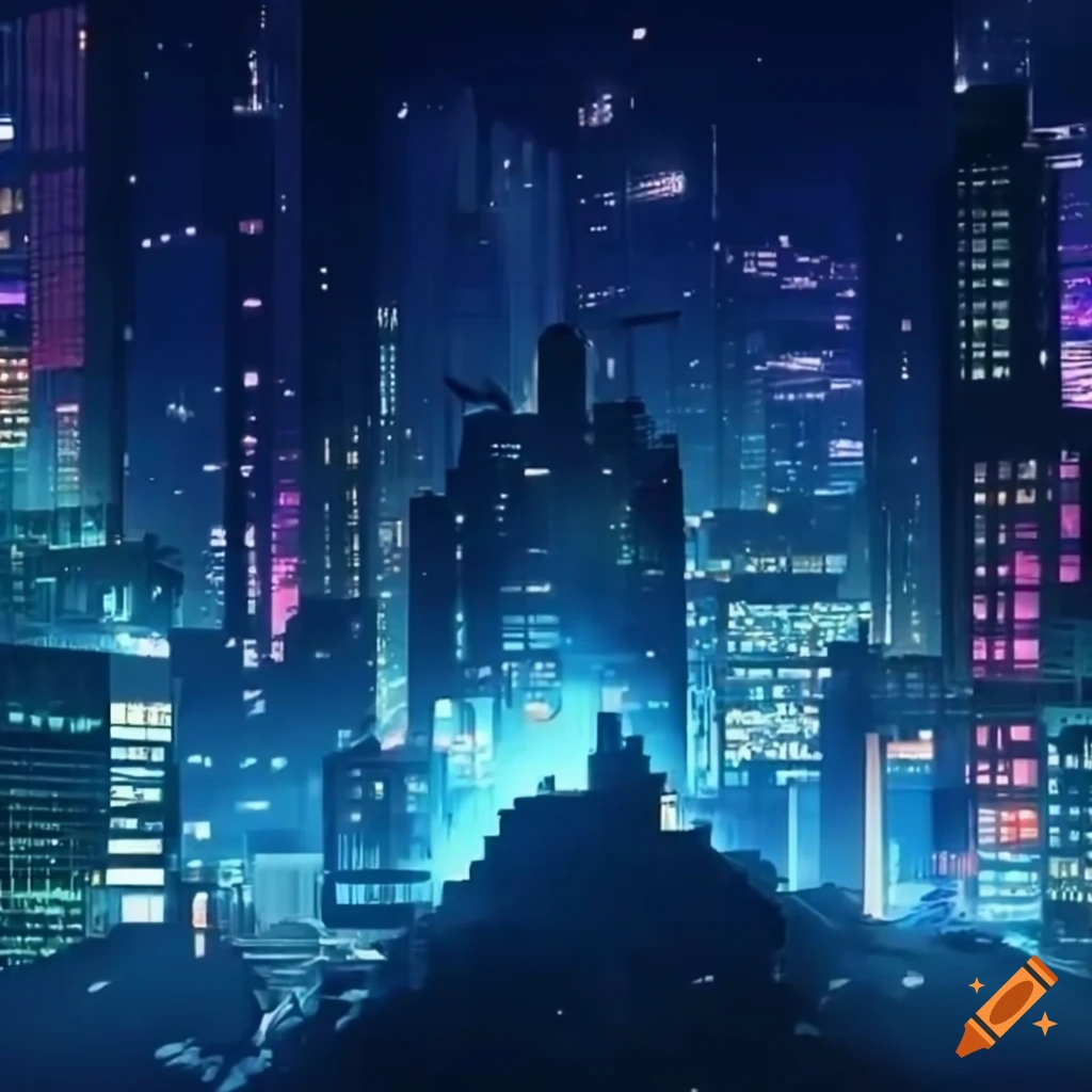 8k anime night cityscape
