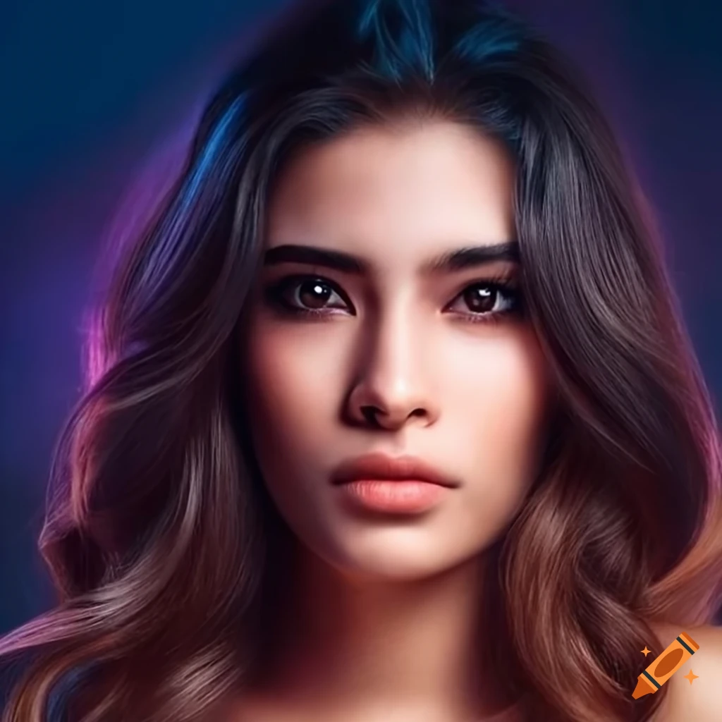 closeup portrait of a stunning young Indian supermodel with clear skin