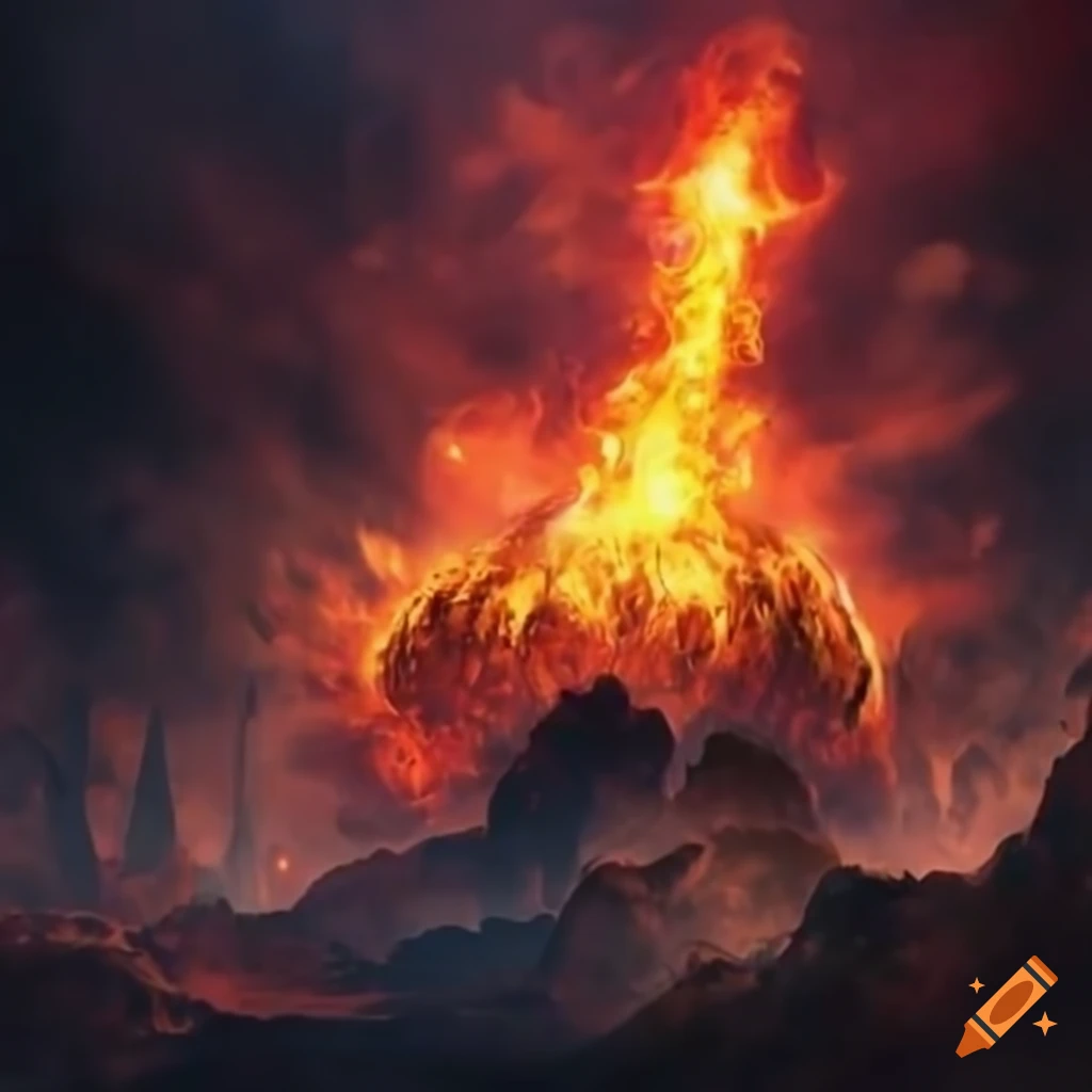 fire explosion in a fantasy apocalypse