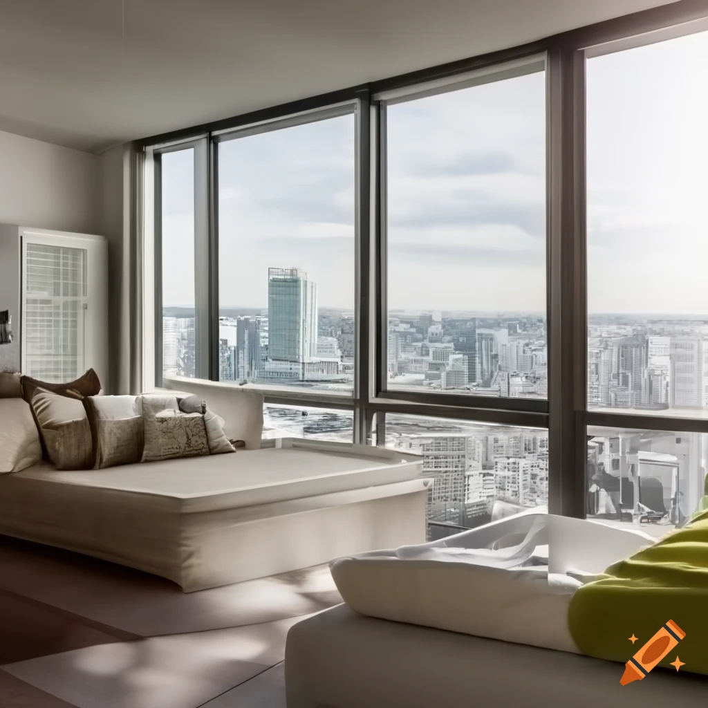 photorealistic image of a spacious and stylishly furnished apartment