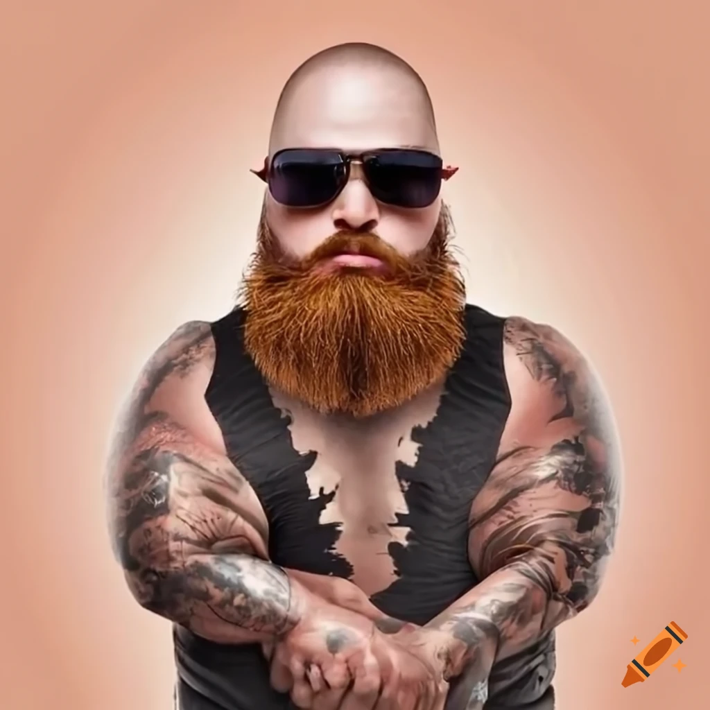 portrait of a bearded biker with sunglasses