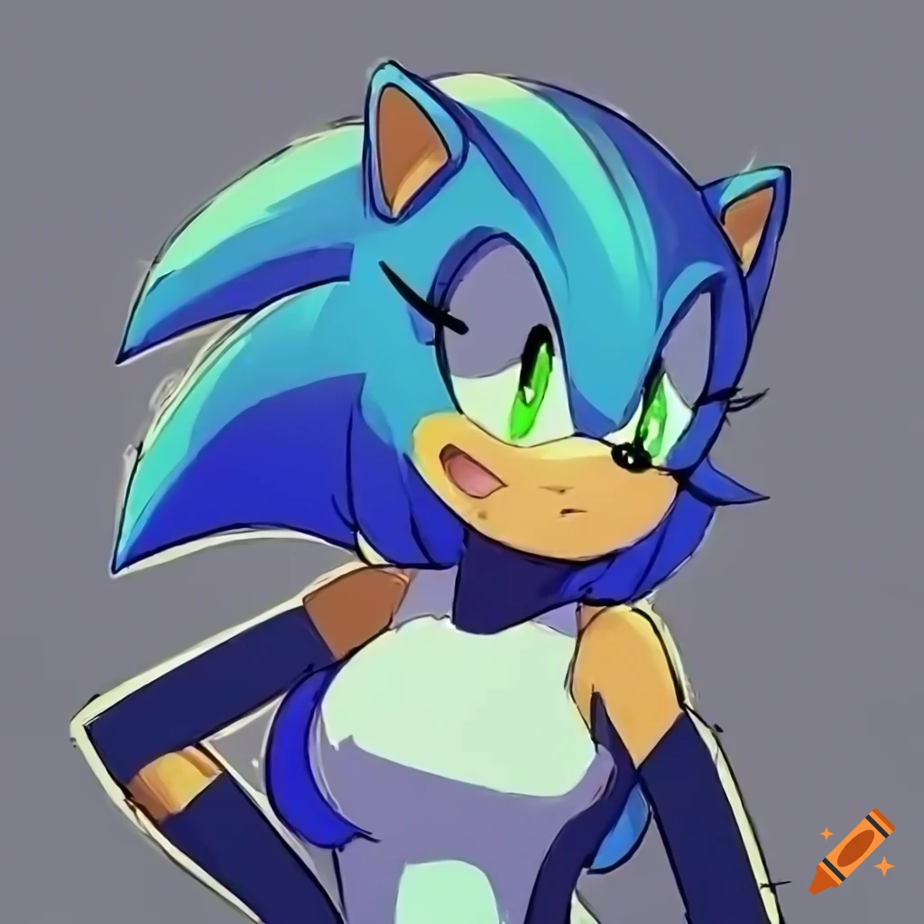 Sketch of confident female sonic the hedgehog on Craiyon