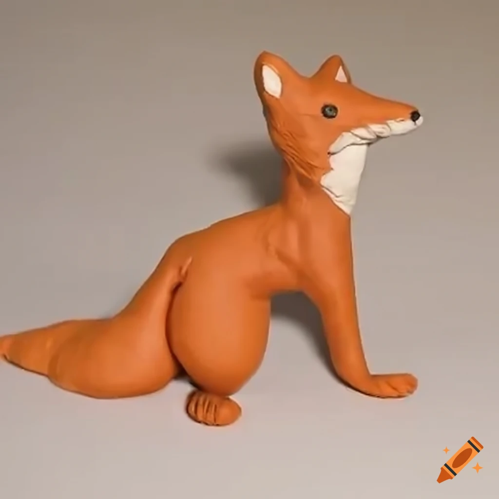handmade clay fox by a child