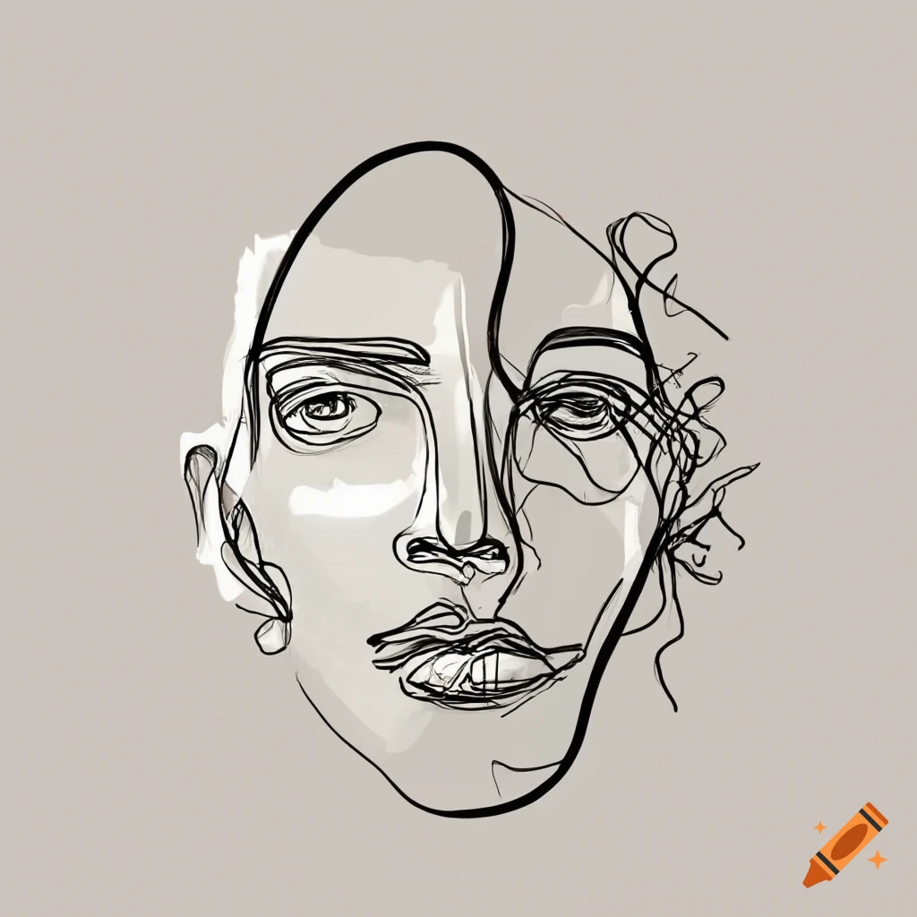 pencil drawing of two abstract male faces
