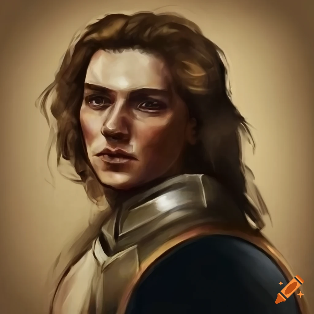 portrait of a 1800s paladin with a kind face and strong jaw