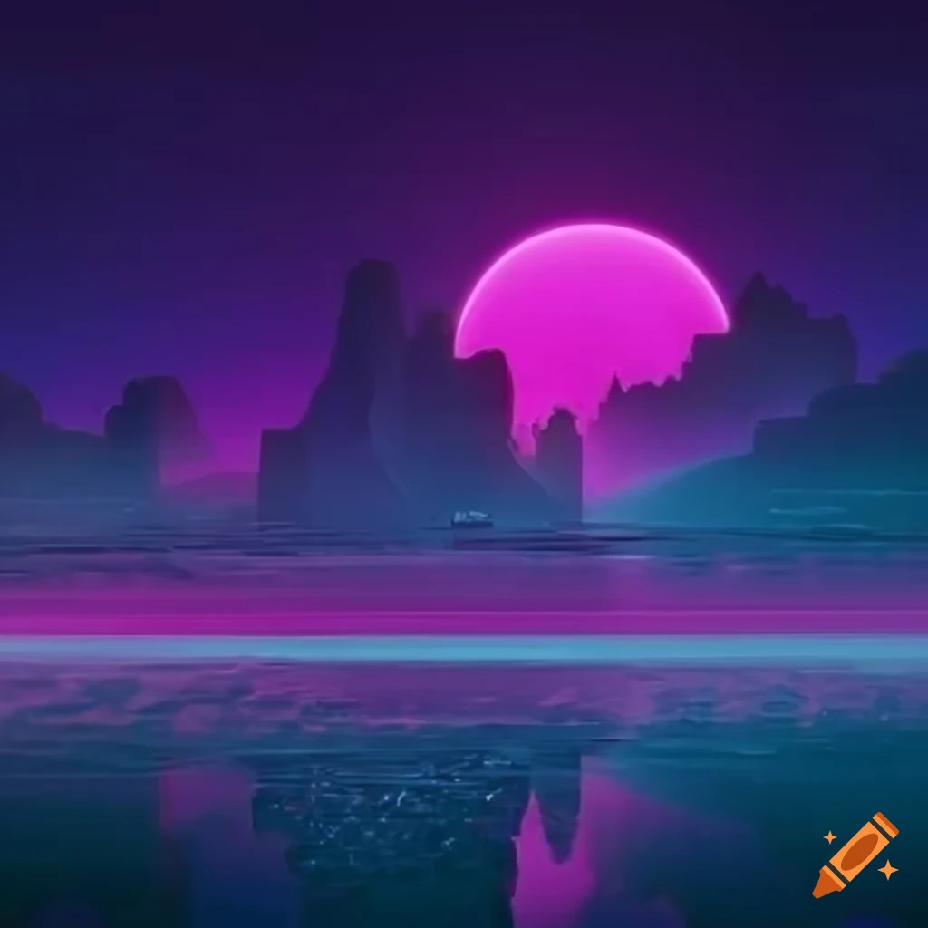 synthwave-inspired artwork in the sky