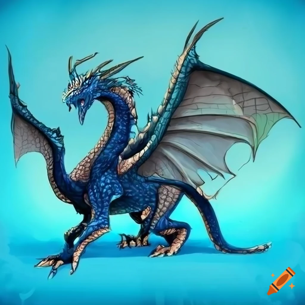 detailed concept art of a dragon with wings