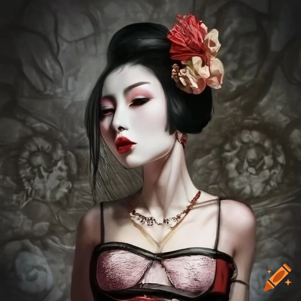 artwork of a gothic geisha by Piranesi