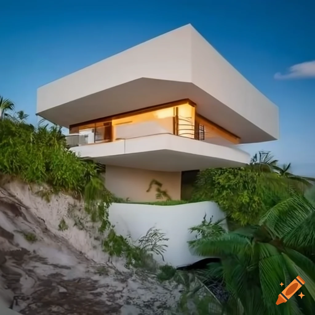 modern house in Cancun with beach view