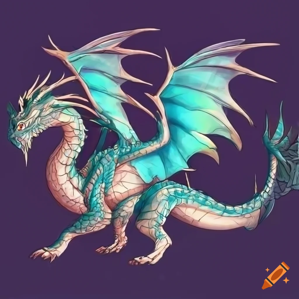 detailed illustration of a dragon with wings and four legs