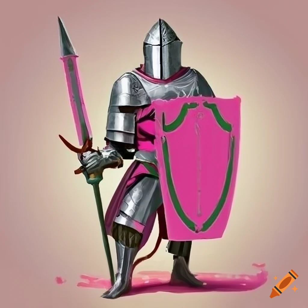 knight with pink and green bastard sword
