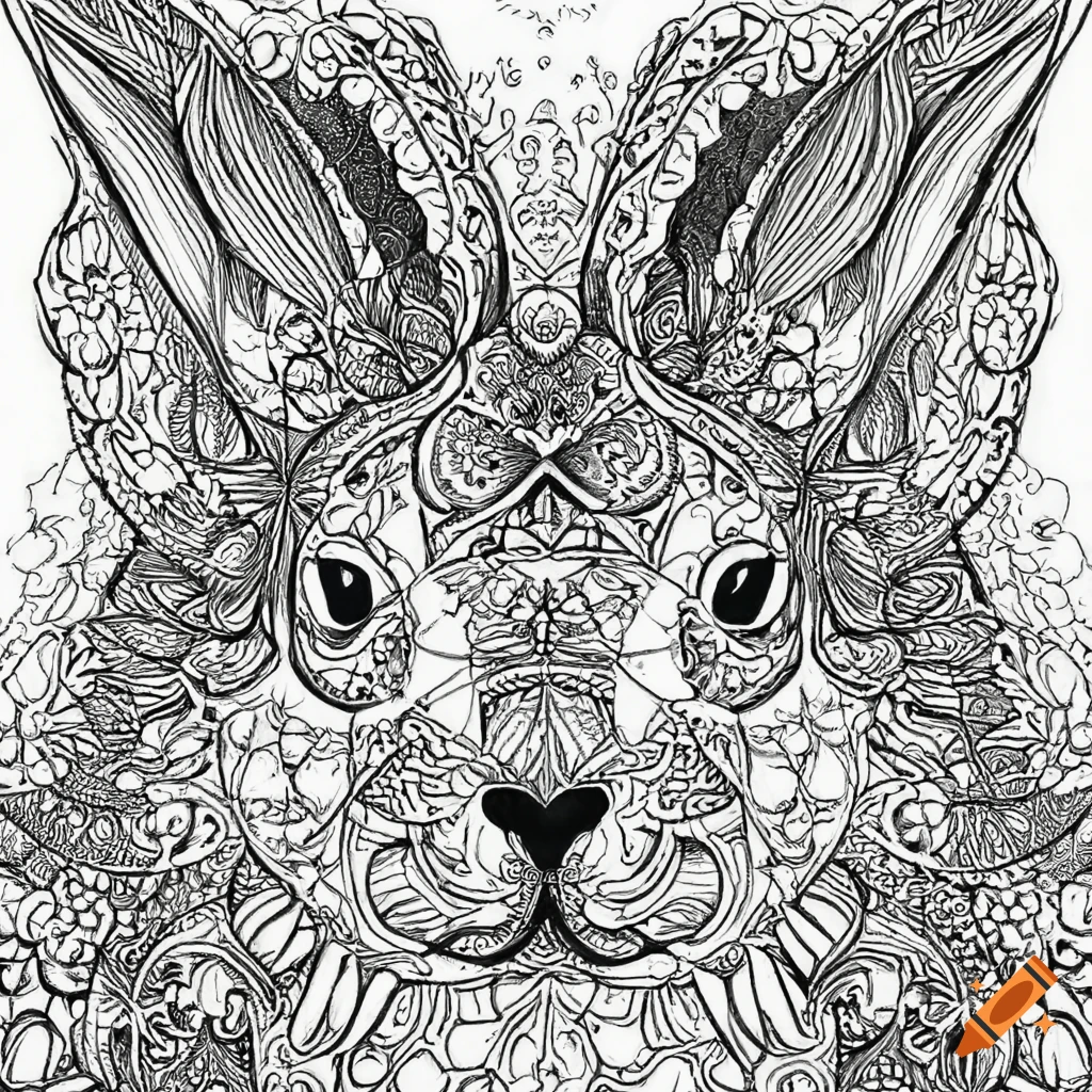 Mandala rabbit coloring page on Craiyon