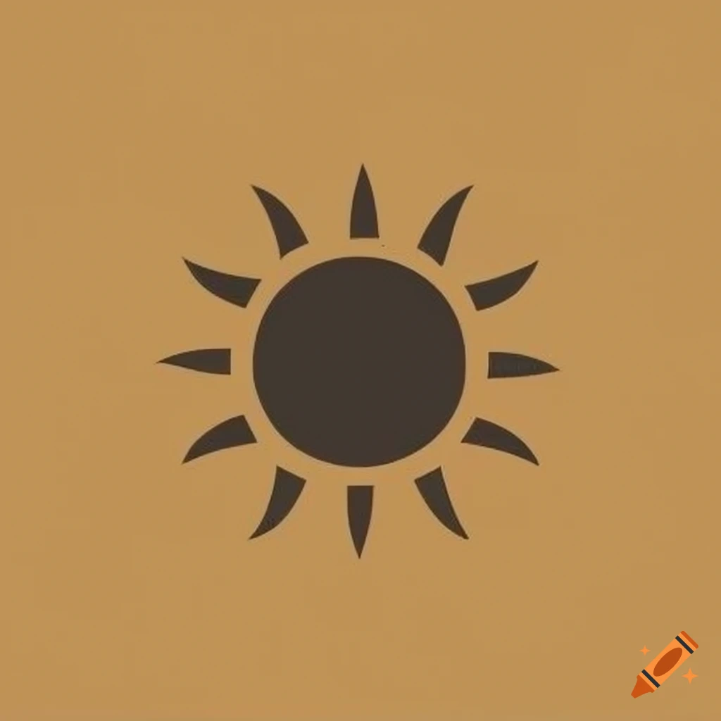 minimalistic logo of a forge with a sun