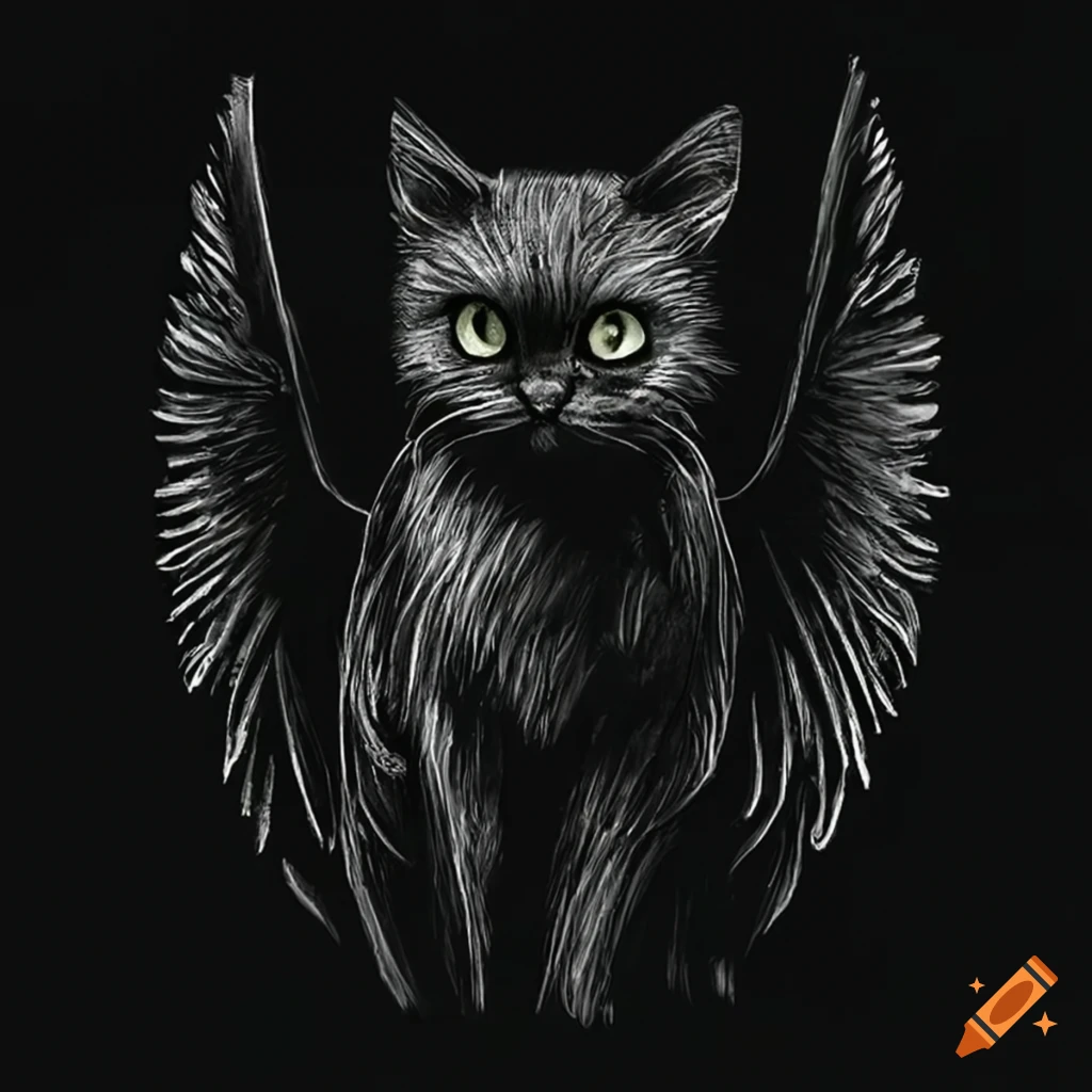 Black cat with wings on Craiyon