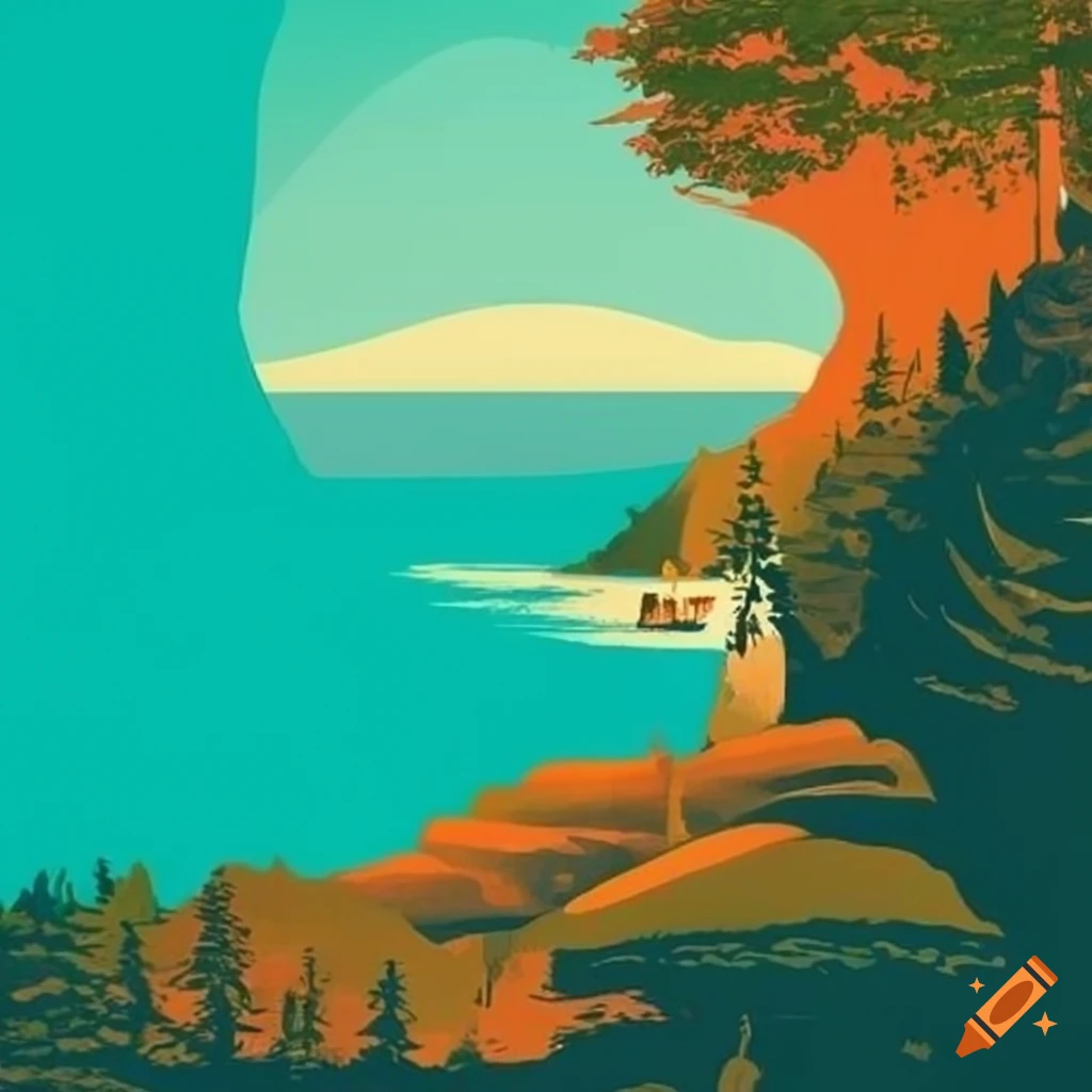 Vintage travel poster of a national park on Craiyon
