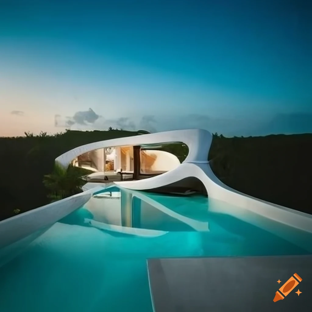 futuristic villa overlooking the beach in Cancun