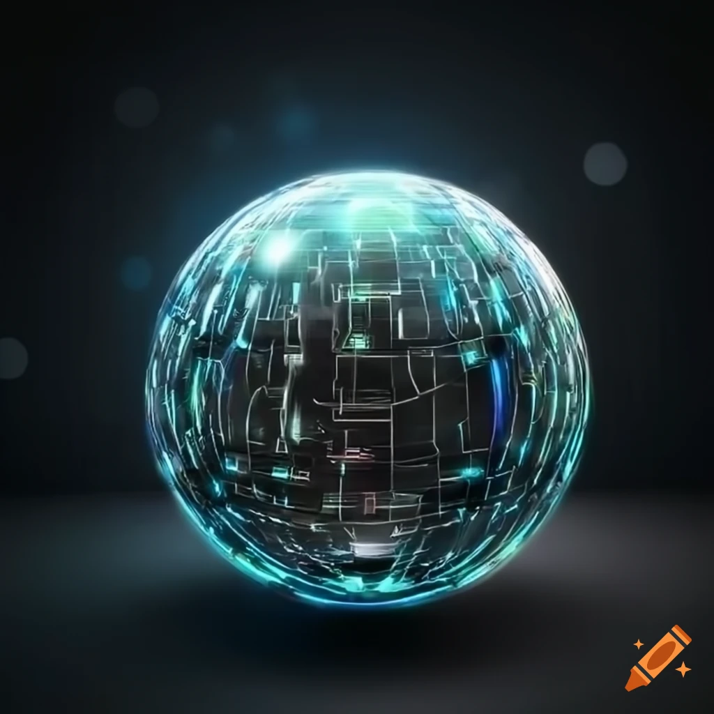 Futuristic metal sphere with glowing energy on Craiyon