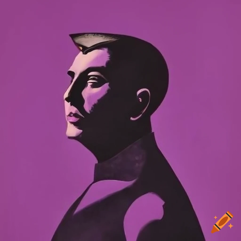purple and black Soviet era propaganda poster
