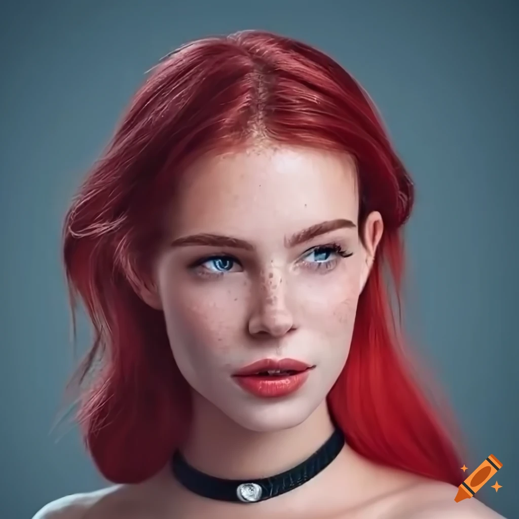 Portrait of a woman with red hair and freckles