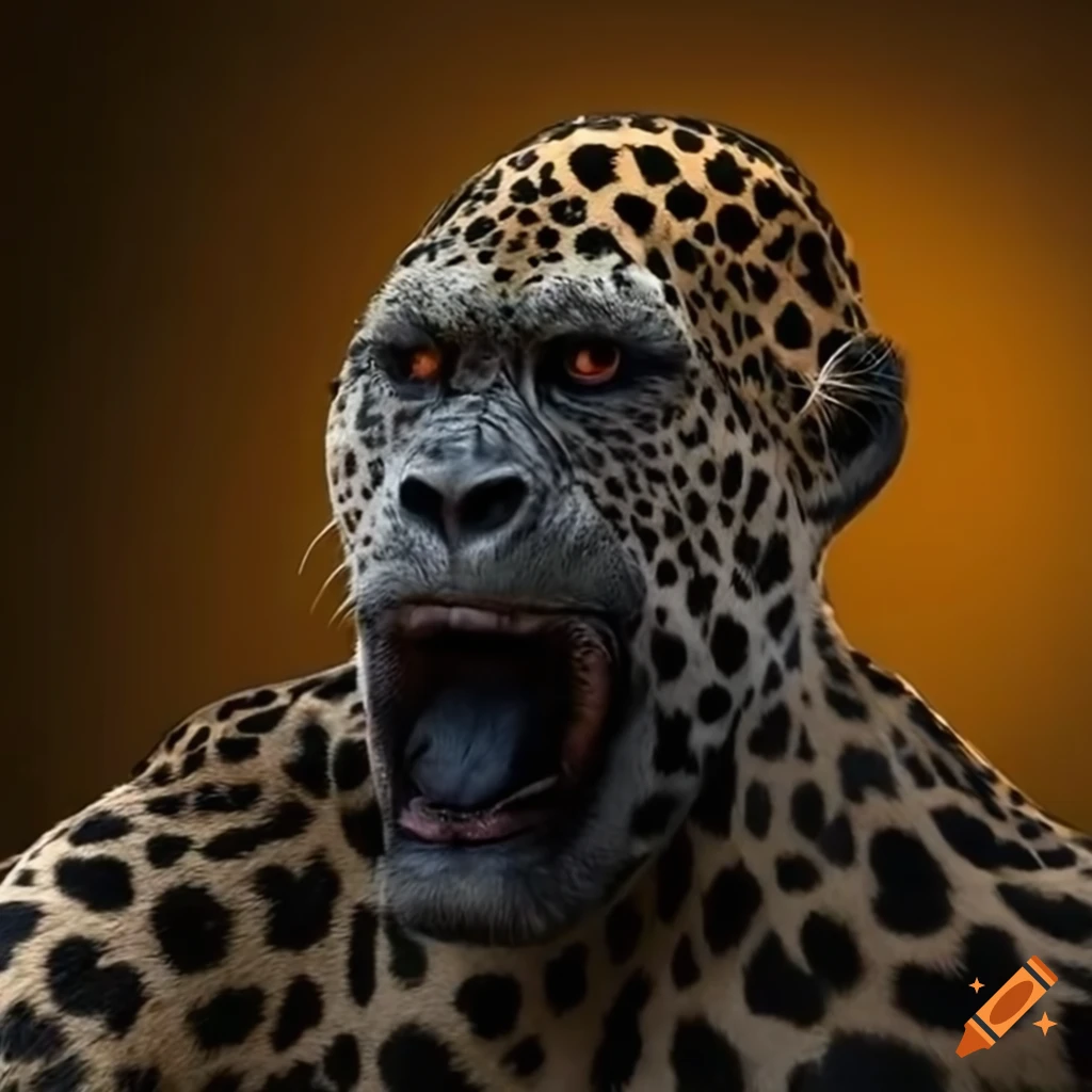 image of a hybrid animal with jaguar face and gorilla skin