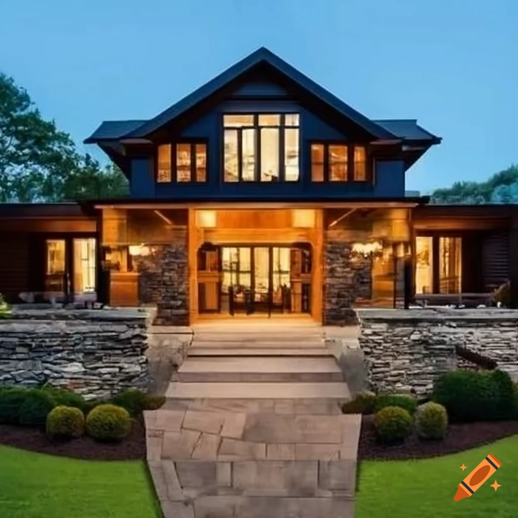 modern craftsman style mansion patio
