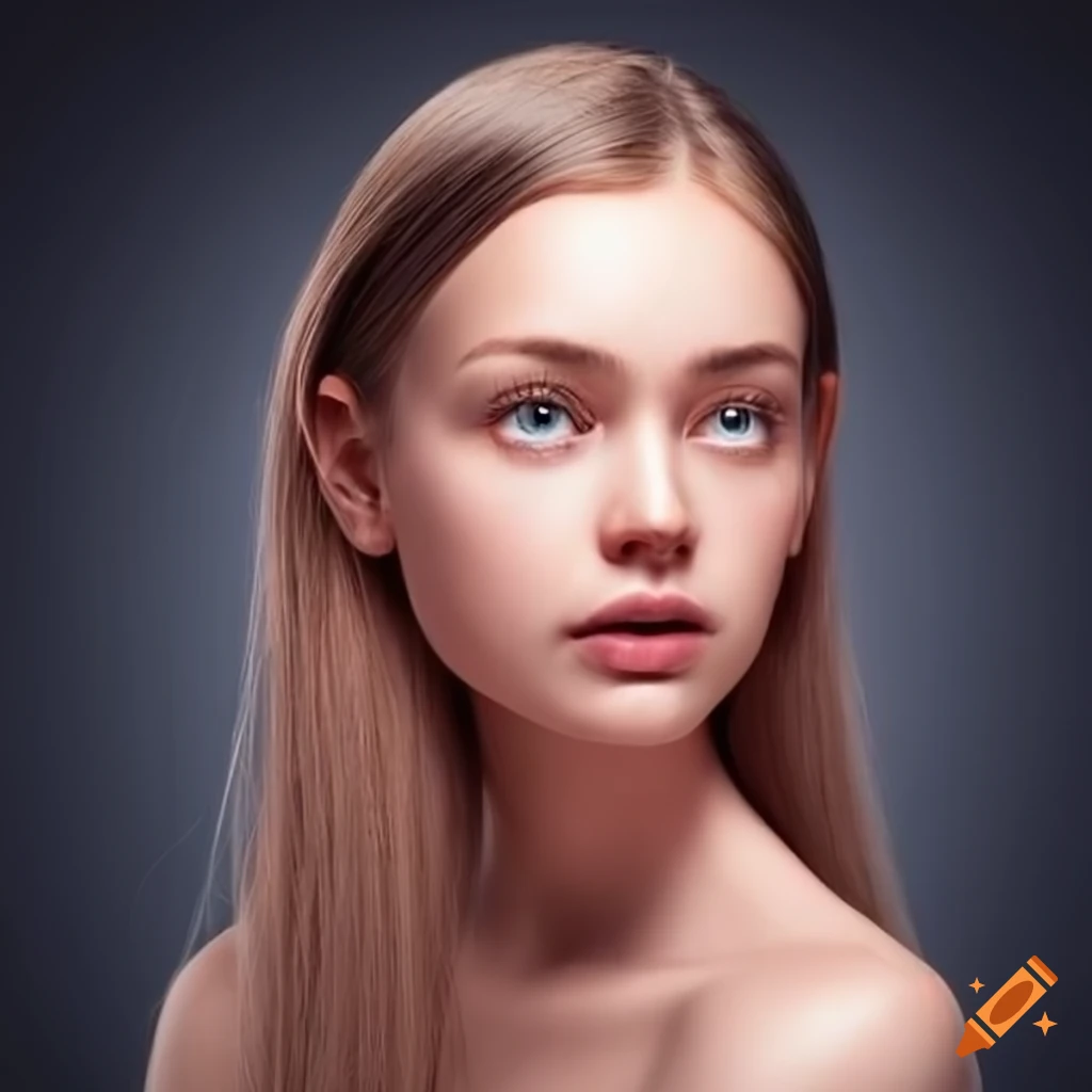 portrait of a young woman with long hair and fair skin