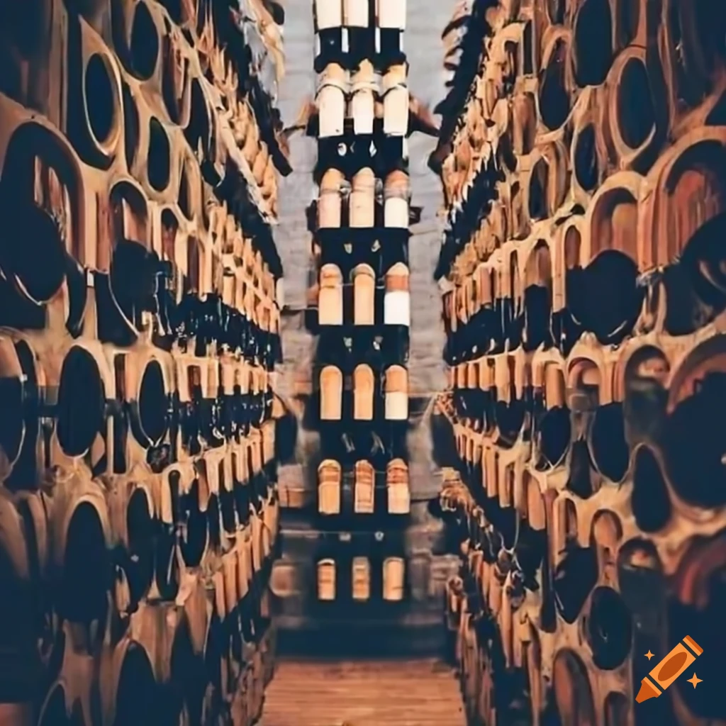neatly stored wine bottles in a cellar
