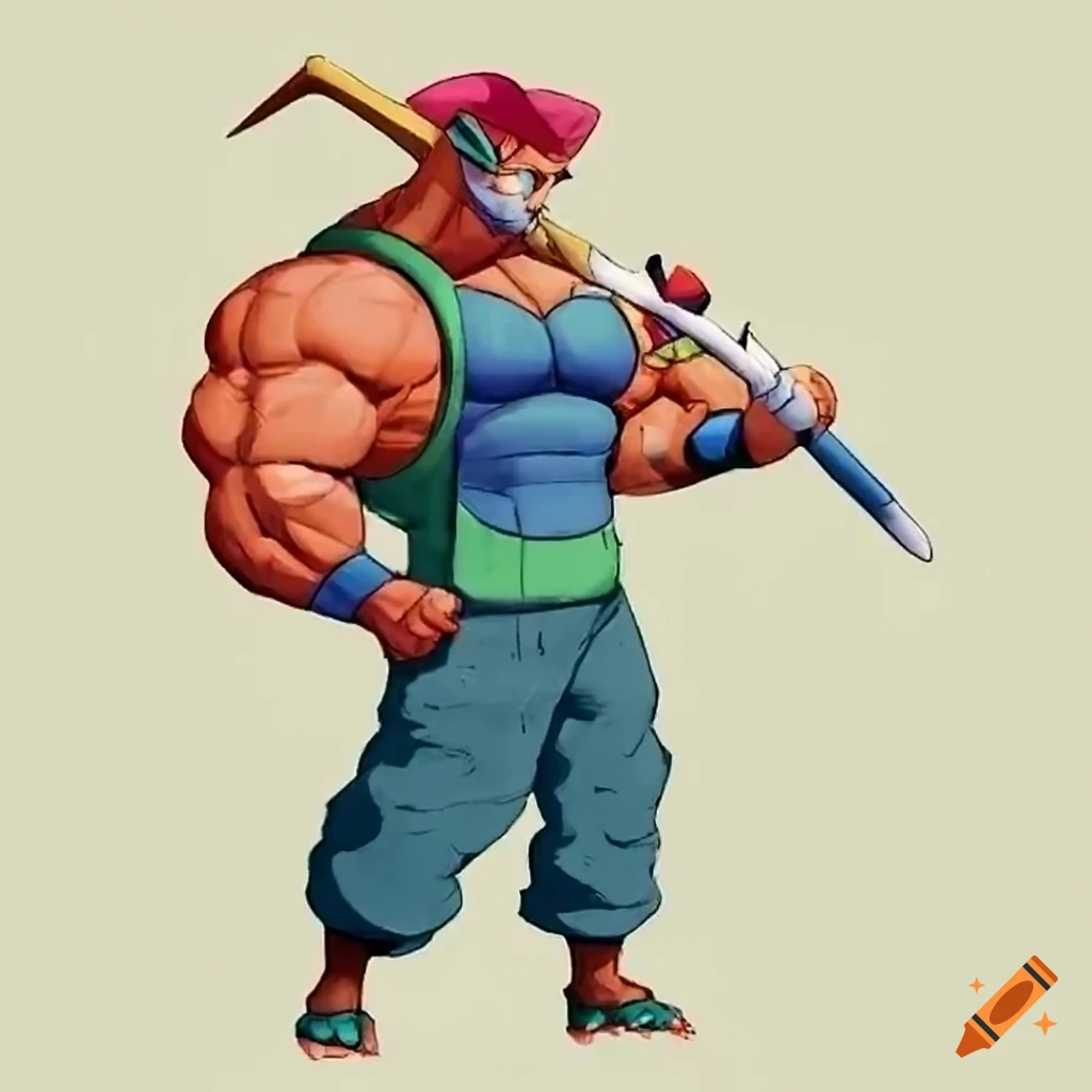 Art of a muscular pokemon farmer on Craiyon