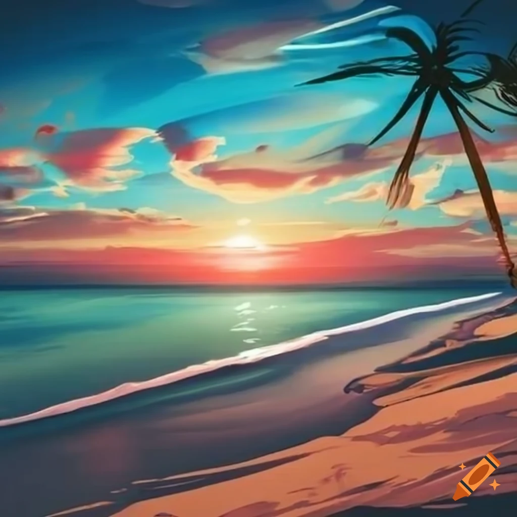 Relaxing beach scene on Craiyon