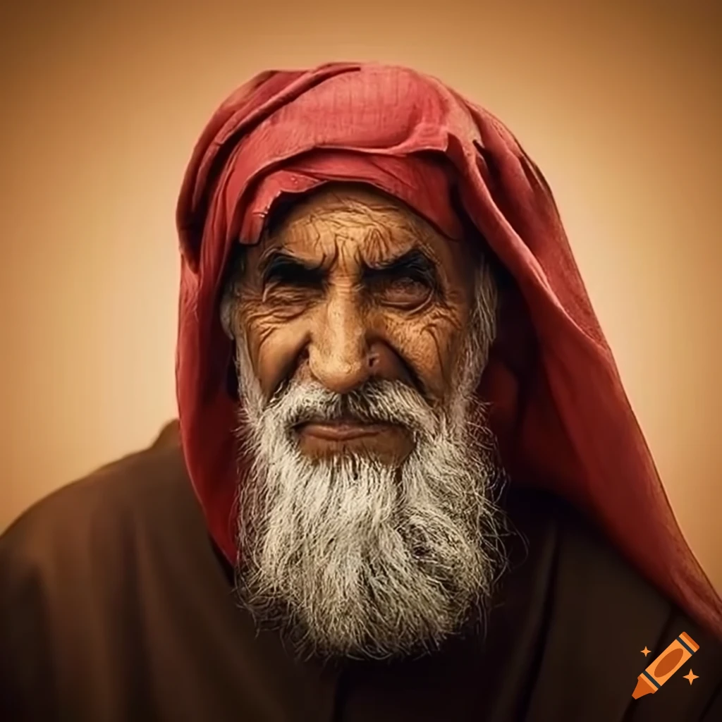 portrait of an elderly Arab man with a beard