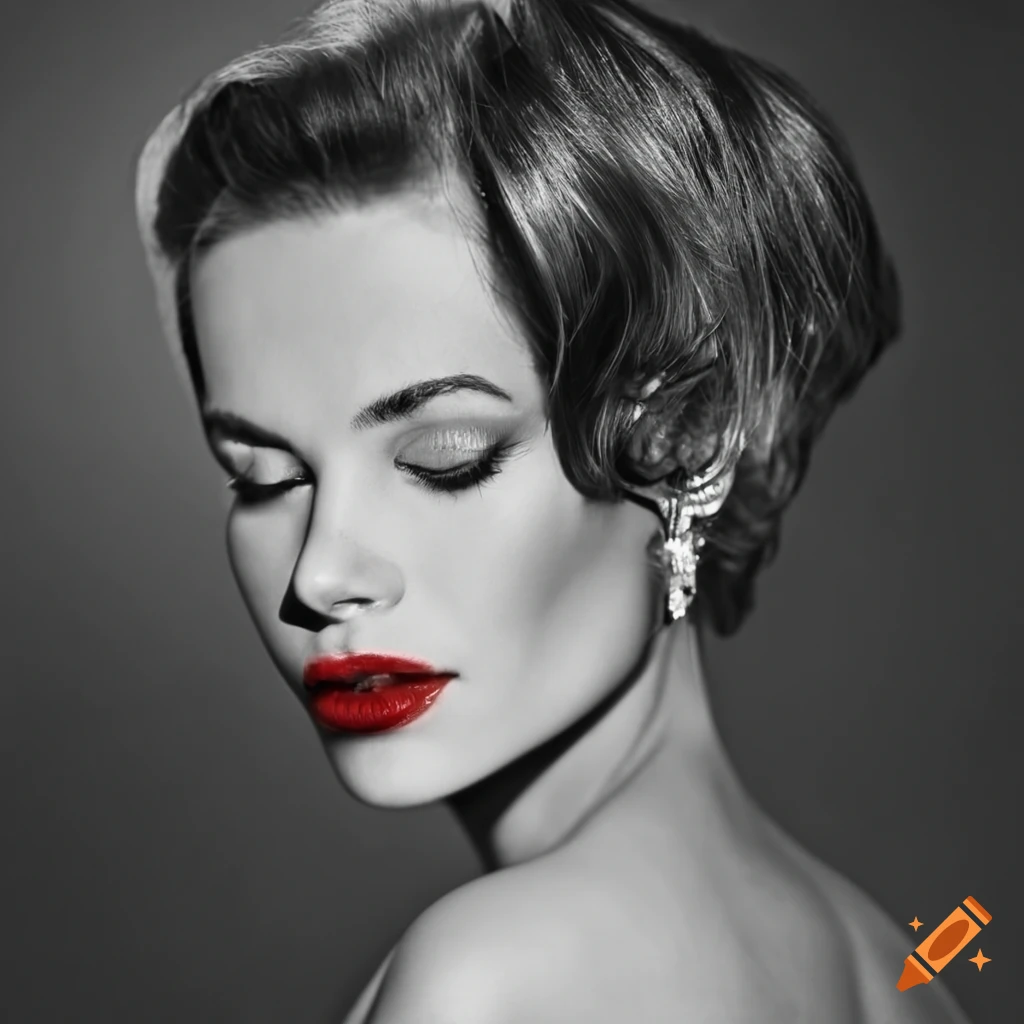 Monochrome portrait of lilli palmer with closed eyes on Craiyon