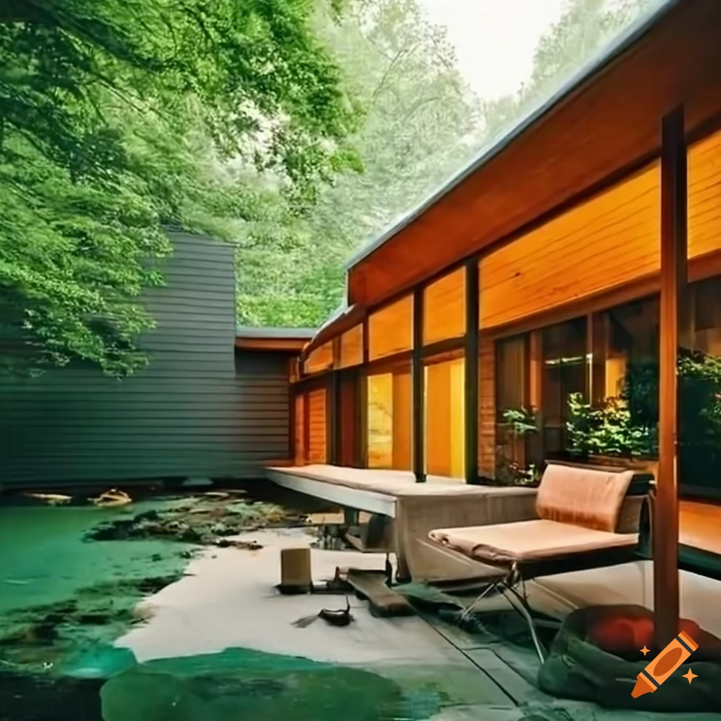 mid-century modern home with a beautiful courtyard